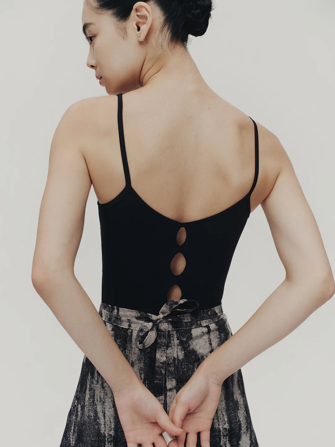 Falda Midi Envolvente con Patrón Faconne en Tinta