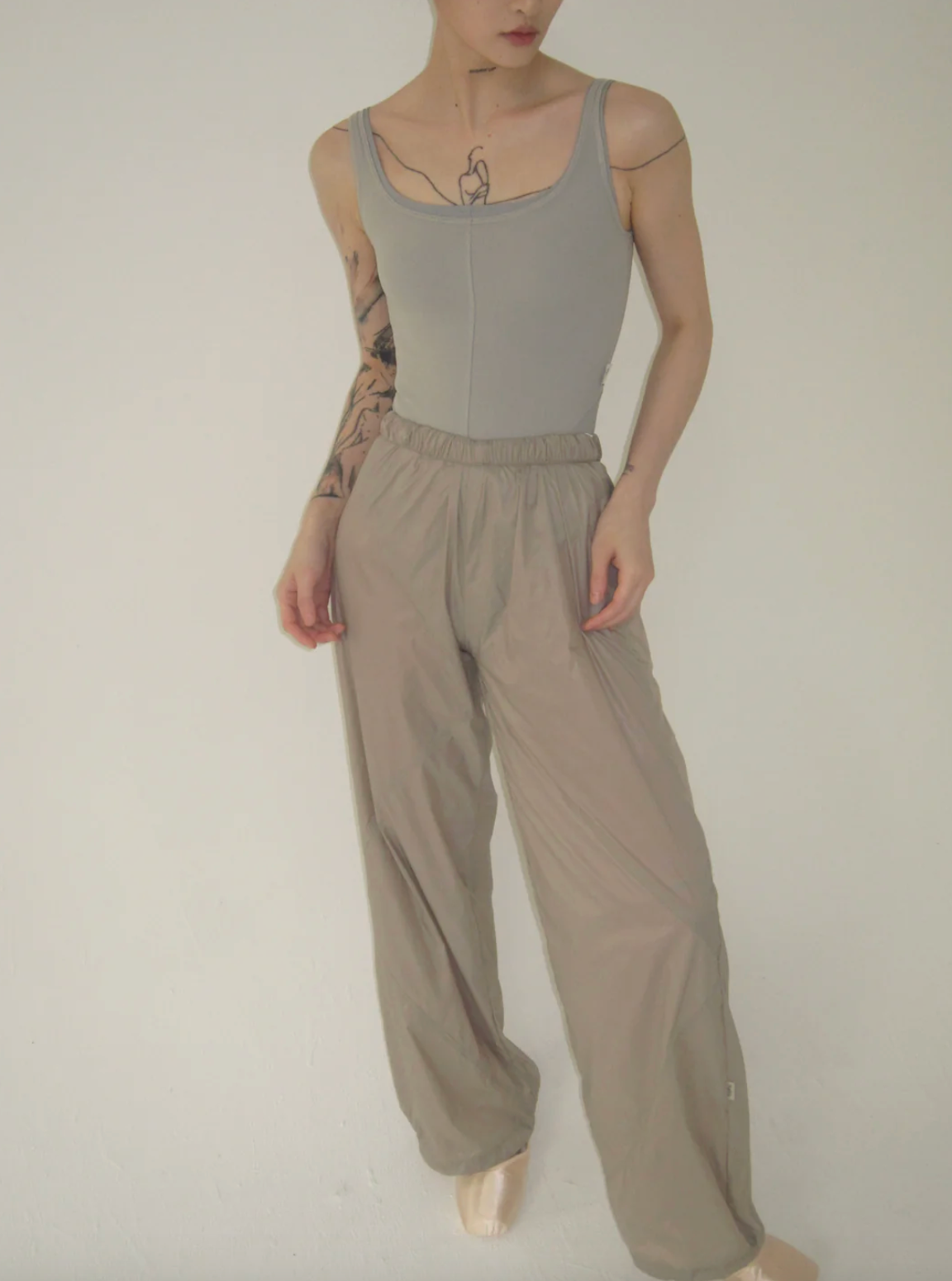 Leotardo Blue-Gray Faux Two-Piece Vintage Design Typha