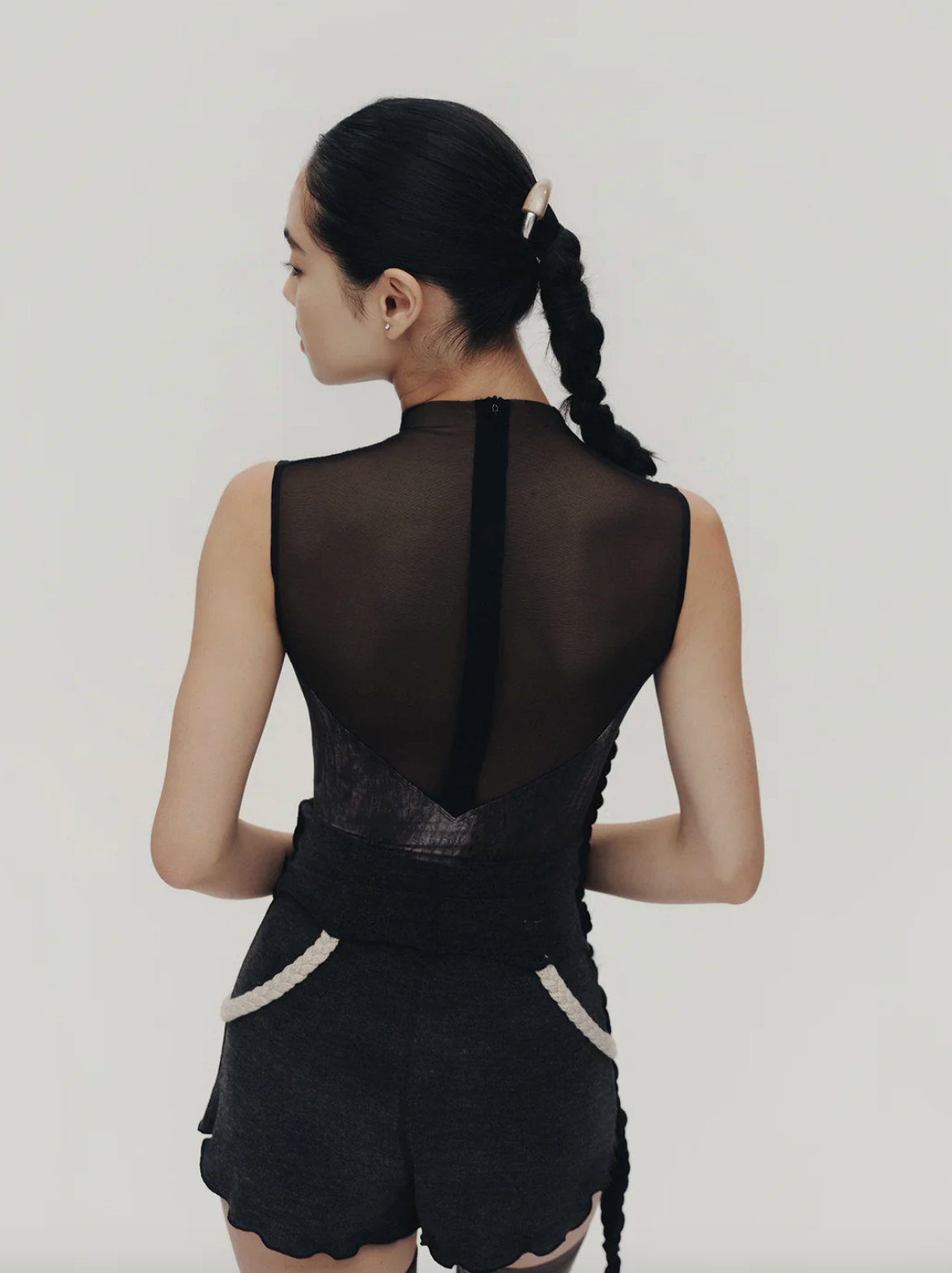 Leotardo High-Neck Mesh with Brushstroke Print Typha