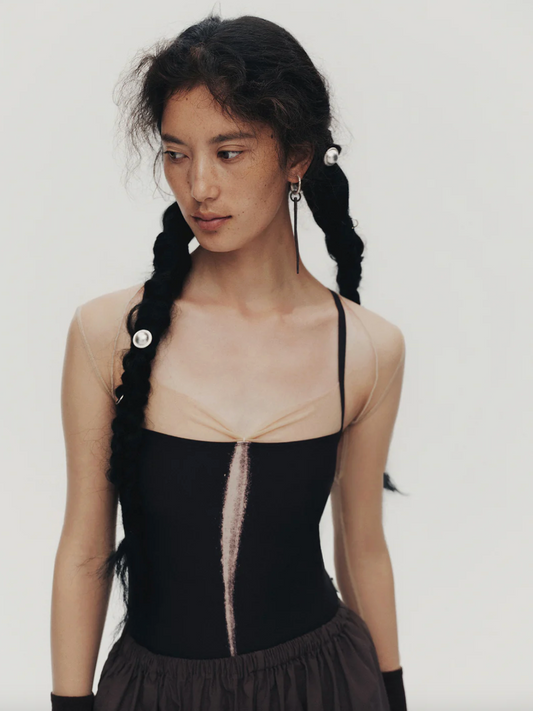 Leotardo Mesh Panelled Printed Typha