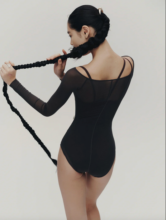 Leotardo Off-Shoulder Mesh High-Elastic & Waist-Slimming Typha