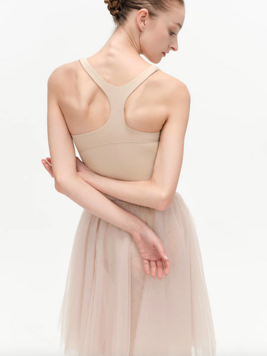 Leotardo Pinch Asymmetrical Racerback Nude Typha