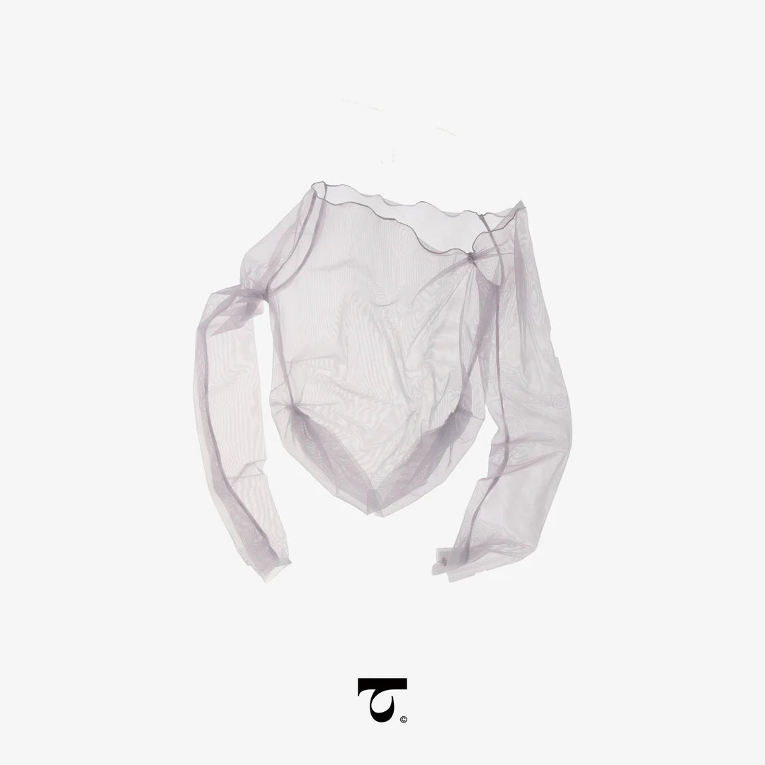 Asymmetrical One-Shoulder Mesh Top Typha