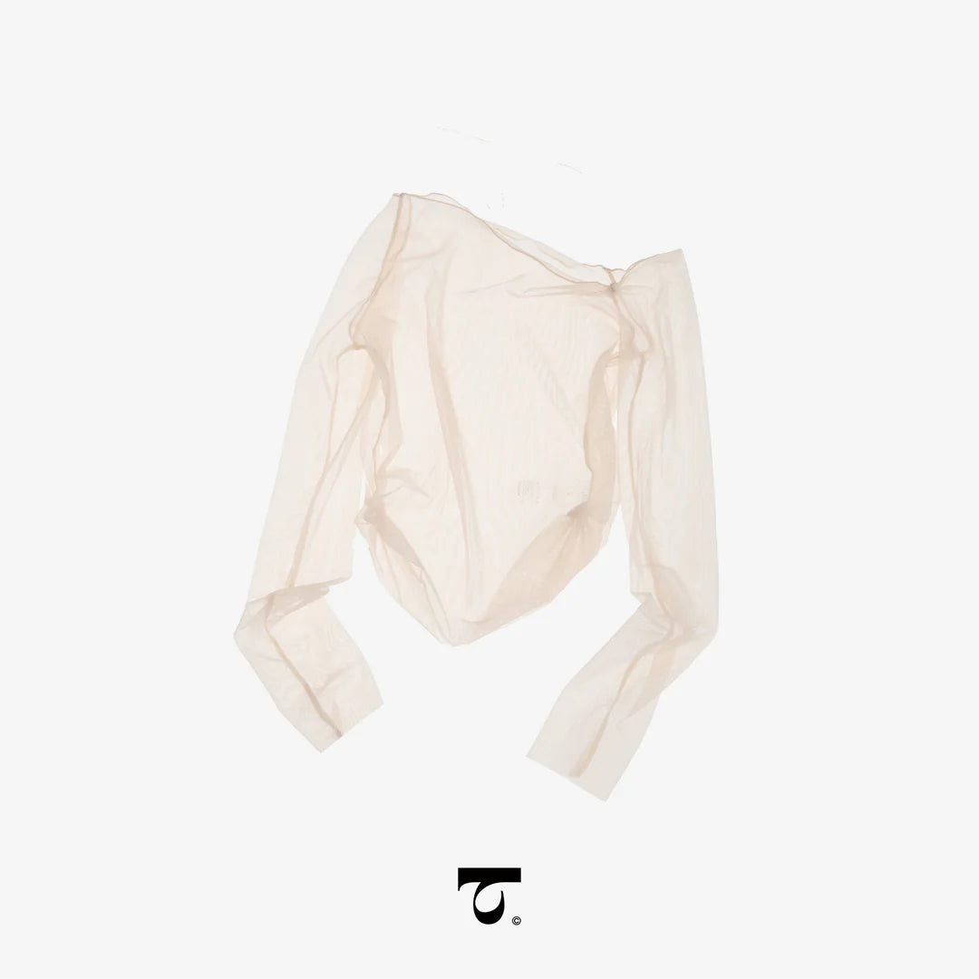 Asymmetrical One-Shoulder Mesh Top Typha