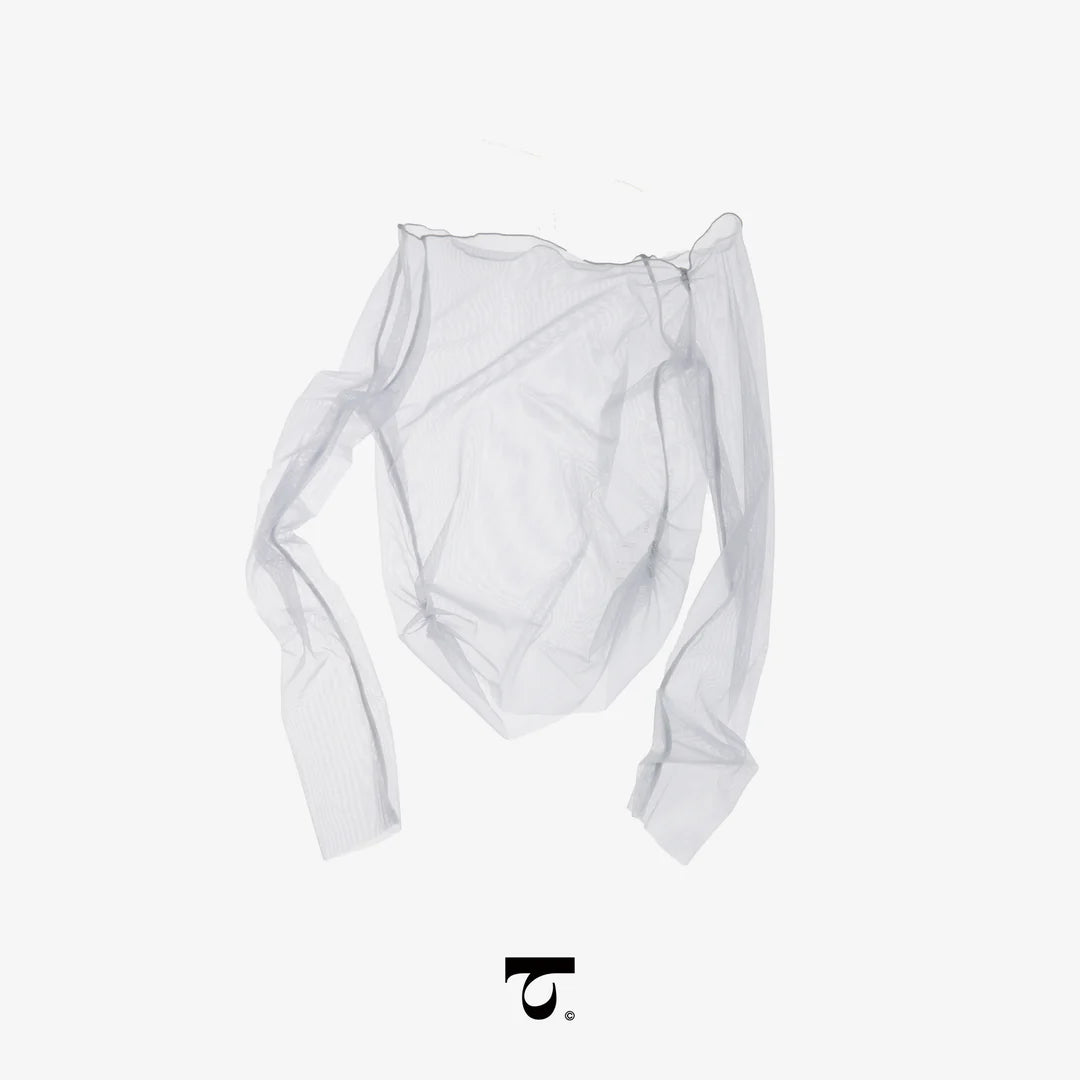 Asymmetrical One-Shoulder Mesh Top Typha