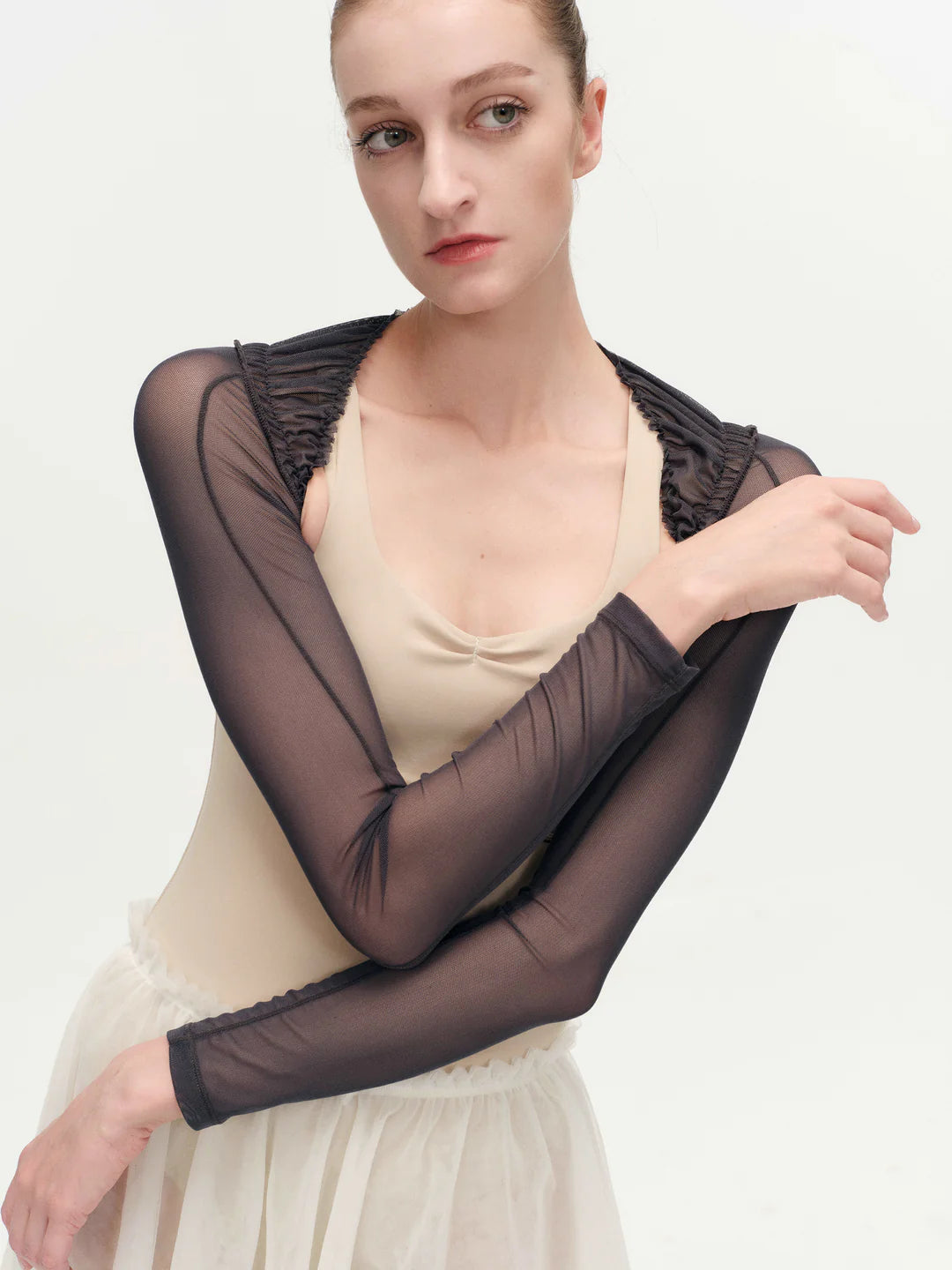 Bolero Navy Sheer Gathered Mesh Typha