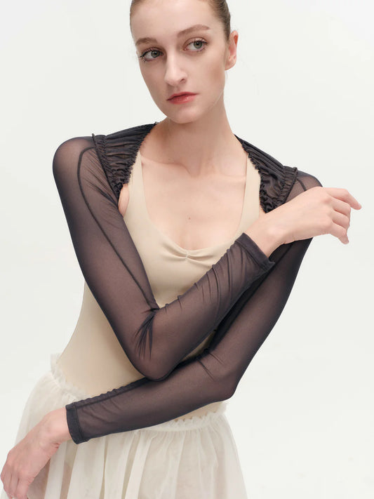 Bolero Navy Sheer Gathered Mesh Typha